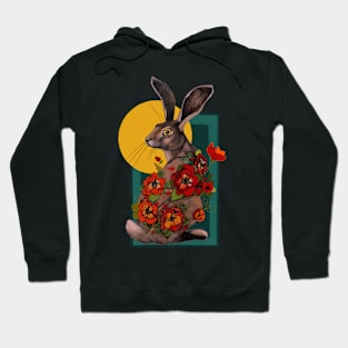 Floral hare poster Hoodie